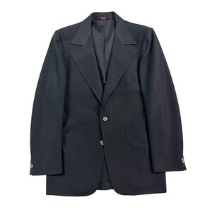vtg 70s Fashion Bar 38R Black Disco Blazer Jacket Sport Suit Coat Knit Retro USA